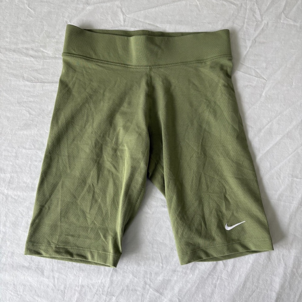 Nike‎ Womens Olive Green Embroidered Swoosh Pull On High-Waisted Biker Shorts S